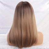 Long Ombre Brown Blonde Wigs with Bangs Cosplay Synthetic