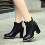 Retro Thick With Belt Buckle Boots