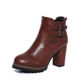 Retro Thick With Belt Buckle Boots