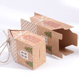 10PCS Kraft Paper House Shape With Ropes Candy Gift Bags Cookie Bags Packaging Boxes Christmas Tree Pendant Party Decor