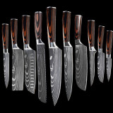 10-Piece Kitchen Knife Set - Laser Damascus Pattern