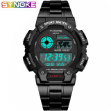 PANARS Fashion Silver Men Sport Digital Watch LED Luminous 50bar Waterproof Electronic Chronograph Steel Luxury WristWatch
