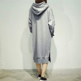 Long Hoodie Casual Solid Color Hooded Sweatshirts Baggy Pullover Oversized Sweatshirt Dress