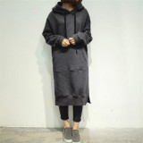Long Hoodie Casual Solid Color Hooded Sweatshirts Baggy Pullover Oversized Sweatshirt Dress