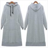 Long Hoodie Casual Solid Color Hooded Sweatshirts Baggy Pullover Oversized Sweatshirt Dress