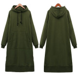 Long Hoodie Casual Solid Color Hooded Sweatshirts Baggy Pullover Oversized Sweatshirt Dress