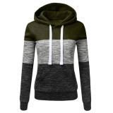 Color Block Hoodies Long Sleeve Hoody Zipper Pocket Patchwork Hooded Sweatshirt