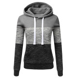 Color Block Hoodies Long Sleeve Hoody Zipper Pocket Patchwork Hooded Sweatshirt