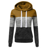 Color Block Hoodies Long Sleeve Hoody Zipper Pocket Patchwork Hooded Sweatshirt