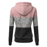 Color Block Hoodies Long Sleeve Hoody Zipper Pocket Patchwork Hooded Sweatshirt