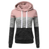 Color Block Hoodies Long Sleeve Hoody Zipper Pocket Patchwork Hooded Sweatshirt