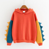 Cute Hoodies Patchwork Winter Harajuku Kawaii Sweatshirt Women Oversize Hooded Pullover Dinosaur Cos Tops Tracksuit Sudadera New