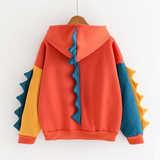 Cute Hoodies Patchwork Winter Harajuku Kawaii Sweatshirt Women Oversize Hooded Pullover Dinosaur Cos Tops Tracksuit Sudadera New