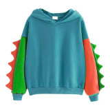 Cute Hoodies Patchwork Winter Harajuku Kawaii Sweatshirt Women Oversize Hooded Pullover Dinosaur Cos Tops Tracksuit Sudadera New