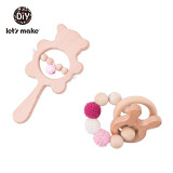 Baby Teether and Rattle Set Wood and Crochet