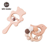 Baby Teether and Rattle Set Wood and Crochet