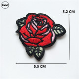 1 PCS Rose Flower Embroidered Iron on Patches for Clothing DIY Stripes Clothes Patchwork Sticker Custom Flowers Applique @Z