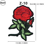 1 PCS Rose Flower Embroidered Iron on Patches for Clothing DIY Stripes Clothes Patchwork Sticker Custom Flowers Applique @Z