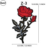 1 PCS Rose Flower Embroidered Iron on Patches for Clothing DIY Stripes Clothes Patchwork Sticker Custom Flowers Applique @Z