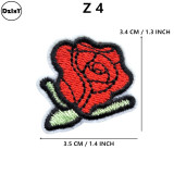 1 PCS Rose Flower Embroidered Iron on Patches for Clothing DIY Stripes Clothes Patchwork Sticker Custom Flowers Applique @Z