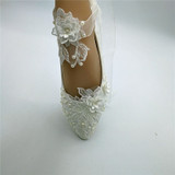 Women's Handcrafted Flat Ribbon Lace Flower Bridal Shoe (sizes 4.5-12)