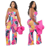 Plus Size Fruit Print Jumpsuit