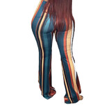 High Waist Striped Wide Leg Flare Leggings