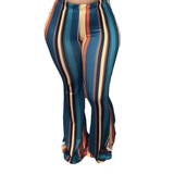 High Waist Striped Wide Leg Flare Leggings
