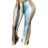 High Waist Striped Wide Leg Flare Leggings
