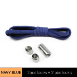 1Pair Metal Lock Shoelaces Round Elastic Shoe Laces Special No Tie Shoelace for Men Women Lacing Rubber Zapatillas 23 Colors