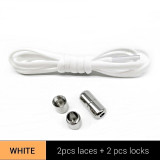 1Pair Metal Lock Shoelaces Round Elastic Shoe Laces Special No Tie Shoelace for Men Women Lacing Rubber Zapatillas 23 Colors