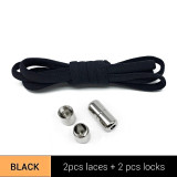 1Pair Metal Lock Shoelaces Round Elastic Shoe Laces Special No Tie Shoelace for Men Women Lacing Rubber Zapatillas 23 Colors