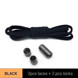 1Pair Metal Lock Shoelaces Round Elastic Shoe Laces Special No Tie Shoelace for Men Women Lacing Rubber Zapatillas 23 Colors