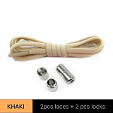 1Pair Metal Lock Shoelaces Round Elastic Shoe Laces Special No Tie Shoelace for Men Women Lacing Rubber Zapatillas 23 Colors