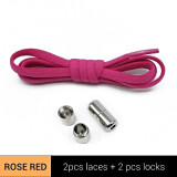 1Pair Metal Lock Shoelaces Round Elastic Shoe Laces Special No Tie Shoelace for Men Women Lacing Rubber Zapatillas 23 Colors