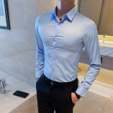British Style New Solid Shirt Men Long Sleeve Fashion 2021 Autumn Shirts Slim Fit