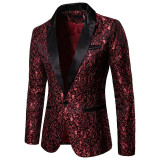 Velvet Silver Blazer Men Paisley Floral
