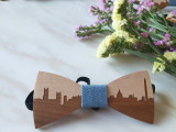 Wooden Gentleman Bow Ties Handmade City Show Butterfly Wedding Party Bow Ties Butterfly Wooden Unique Tie