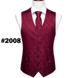 Mens Silk Vest Classic Party Wedding Red Paisley Solid Floral Jacquard Waistcoat Vest Pocket Square Tie Slim Suit Set Barry.Wang Mens Silk Vest Classic Party Wedding Red Paisley Solid Floral Jacquard Waistcoat Vest Pocket Square Tie Slim Suit Set Barry.Wang