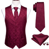 Mens Silk Vest Classic Party Wedding Red Paisley Solid Floral Jacquard Waistcoat Vest Pocket Square Tie Slim Suit Set Barry.Wang Mens Silk Vest Classic Party Wedding Red Paisley Solid Floral Jacquard Waistcoat Vest Pocket Square Tie Slim Suit Set Barry.Wang