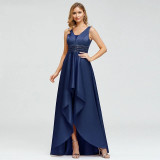 Dusty Pink Sequin Waist Asymmetrical Maxi Dress