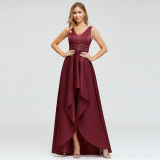 Dusty Pink Sequin Waist Asymmetrical Maxi Dress