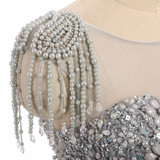 Beaded Rhinestone Mermaid Maxi Dress