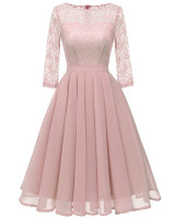 Chiffon  Lace Pleated short Bridesmaid Dresses