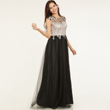 Floor-Length Gown Scoop Neck Appliques Formal Evening Dress