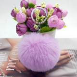 20 Colors Fluffy Fur Pom Pom Keychains