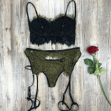Sexy Lace Bra And Panty Set With Garter