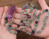 Natural Rainbow Fluorite Stone Yoga Necklace