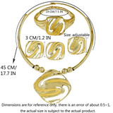 Liffly Fashion Bridal Jewelry Sets for Women Dubai Gold Big Necklace Earrings Bracelet Ring Wedding Engagement Jewelry Set