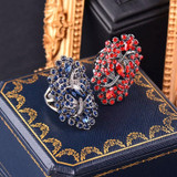 Vintage Rhinestone Dragonfly Antique Ring